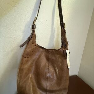 Elegant Brown Leather Hobo Bag